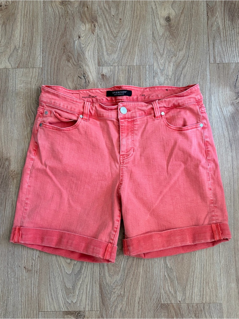 Liverpool Coral Roll-Cuff Denim The Walking Short 14W Super Stretchy Nice!